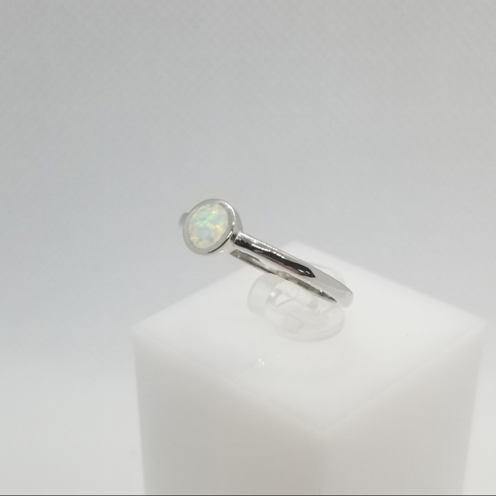 Mini Round White Opal Ring - Picture 4 of 4